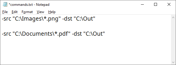 Multiple commands for batch conversion to TIFF